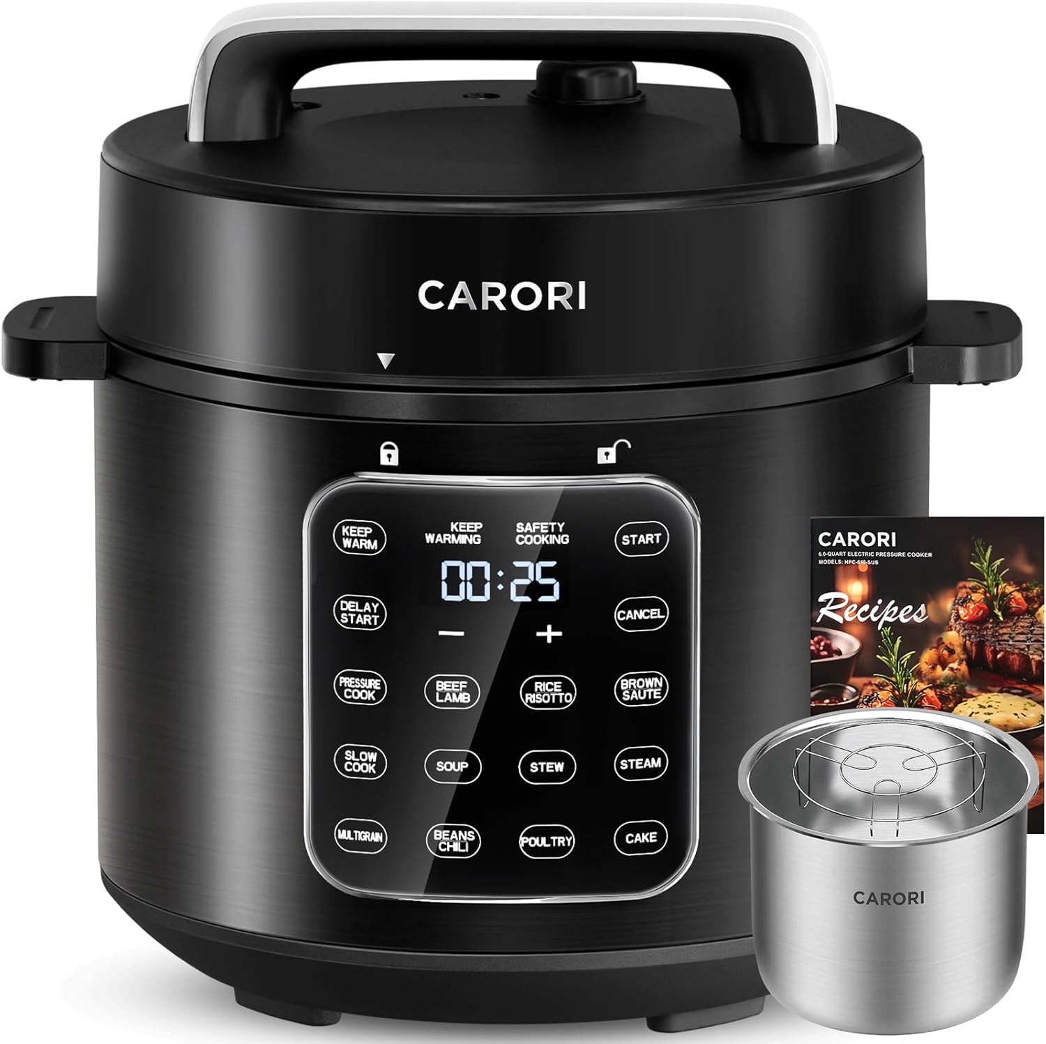 CARORI 9-in-1 Electric Pressure Cooker 6 Qt, Stainless Steel Inner (b0dnf349r5)